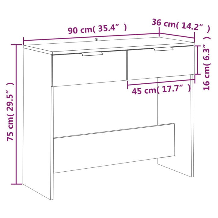 Konsolinis staliukas, betono pilkas, 90x36x75cm, mediena