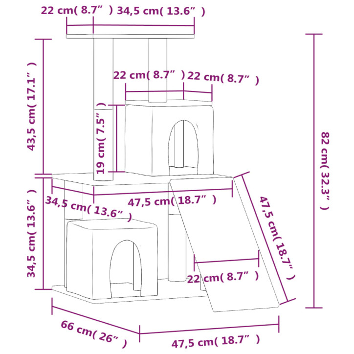 Draskyklė katėms su stovais iš sizalio, tamsiai pilka, 82cm