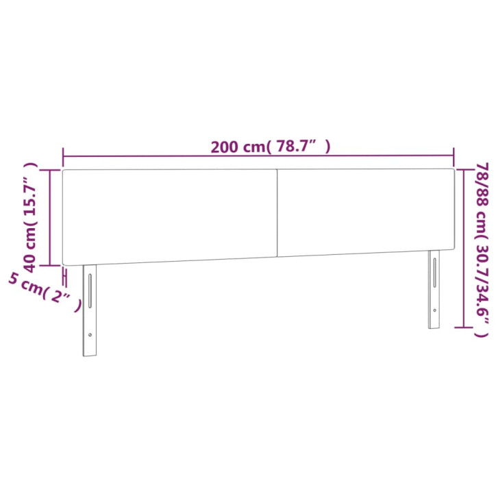 Galvūgalis su LED, šviesiai pilkas, 200x5x78/88cm, audinys