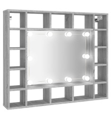 Veidrodinė spintelė su LED apšvietimu, pilka, 91x15x76,5cm