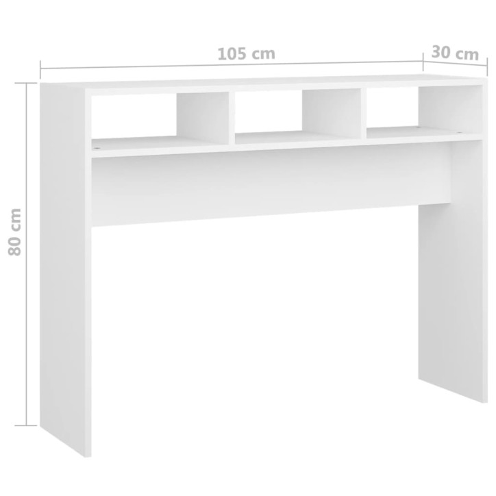 Konsolinis staliukas, baltos spalvos, 105x30x80cm, MDP