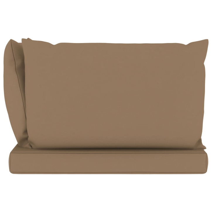 Dvivietė sodo sofa iš palečių su taupe pagalvėlėmis, eglė