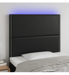 Galvūgalis su LED, juodos spalvos, 90x5x118/128cm, dirbtinė oda