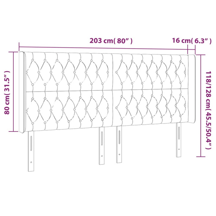 Galvūgalis su LED, mėlynos spalvos, 203x16x118/128cm, audinys