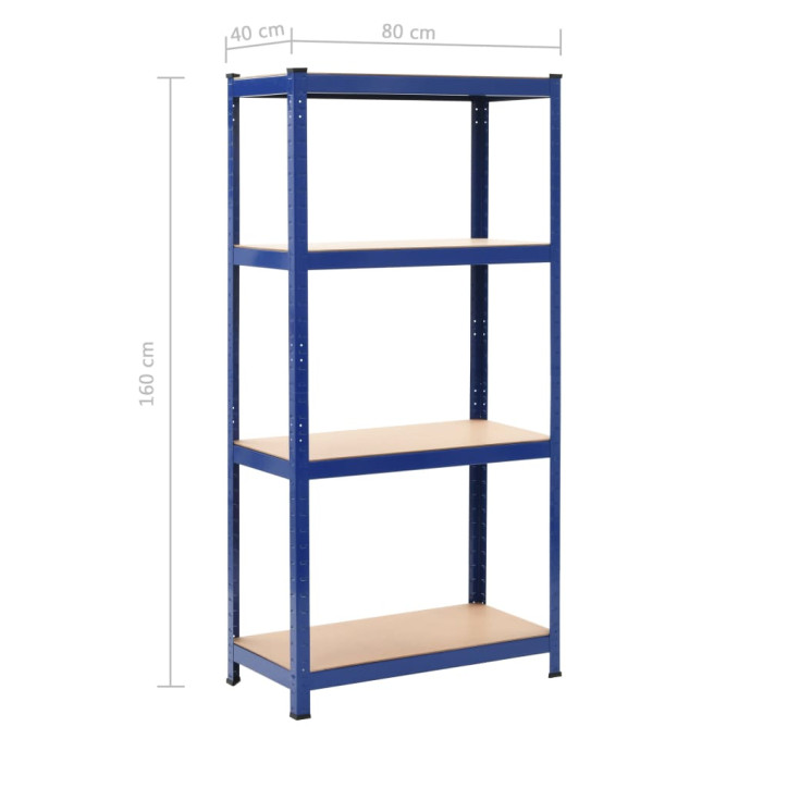 Lentynos, 2vnt., mėlynos sp., 80x40x160cm, plienas ir MDF