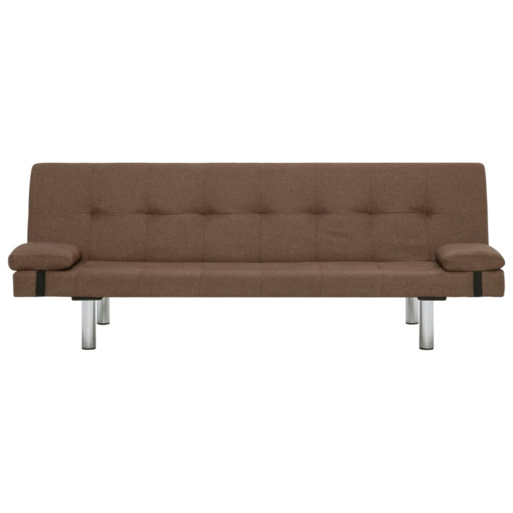 Sofa-lova su dviem pagalvėm, rudos spalvos, poliesteris