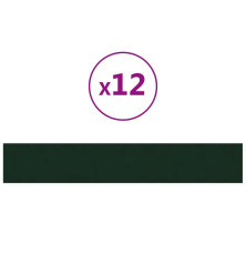 Sienų plokštės, 12vnt., žalios, 90x15cm, aksomas, 1,62m²