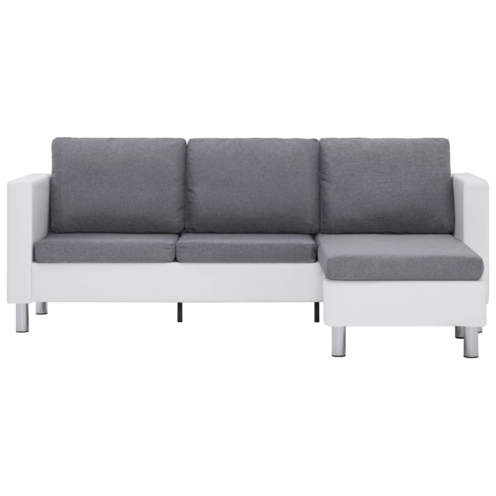 Trivietė sofa su pagalvėlėmis, baltos sp., dirbtinė oda