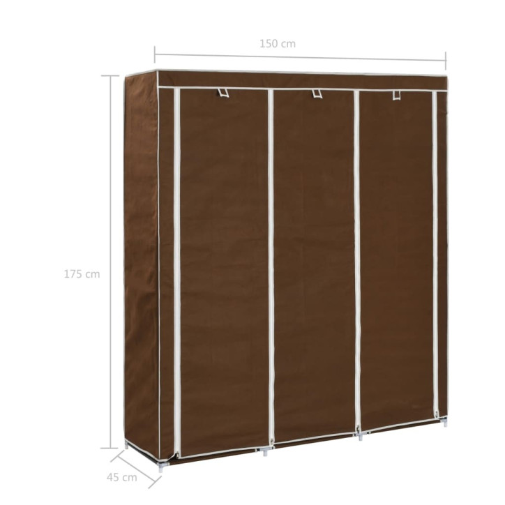 Drab. spinta su skyr. ir stryp., ruda, 150x45x175cm, audinys