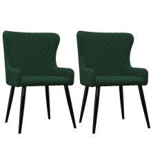 VidaXL Valgomojo kėdės, 2 vnt., žalios spalvos, aksomas