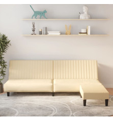 Dvivietė sofa-lova su pakoja, kreminės spalvos, aksomas