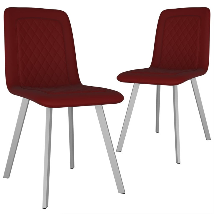 VidaXL Valgomojo kėdės, 2 vnt., raudonos spalvos, aksomas