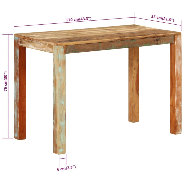 Valgomojo stalas, 110x55x76cm, perdirbtos medienos masyvas