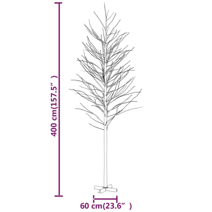 Beržas su 672 šiltomis baltomis LED lemputėmis, 400cm, baltas