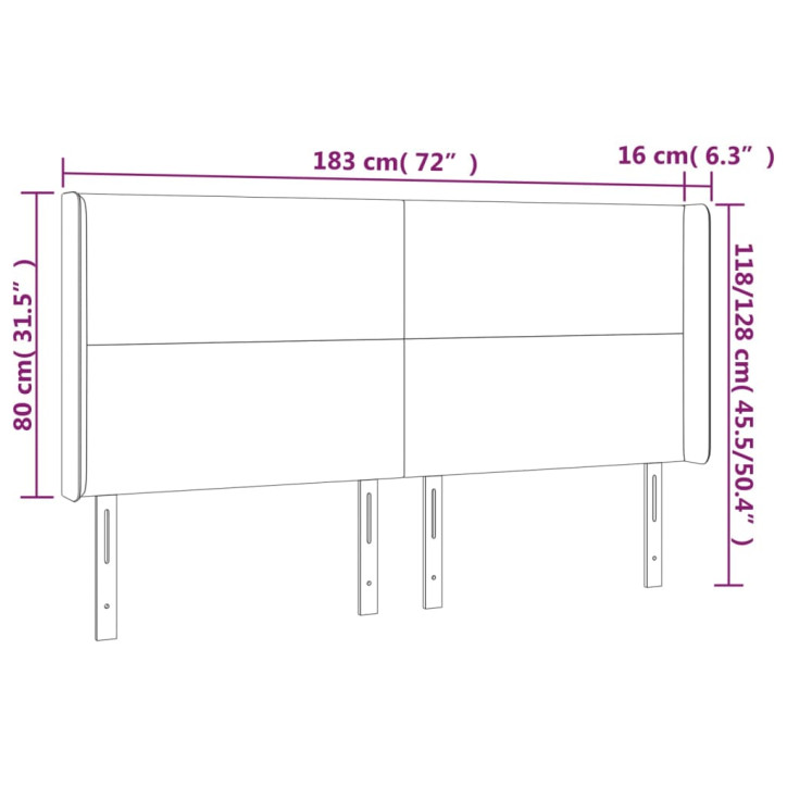 Galvūgalis su LED, pilkos spalvos, 183x16x118/128 cm