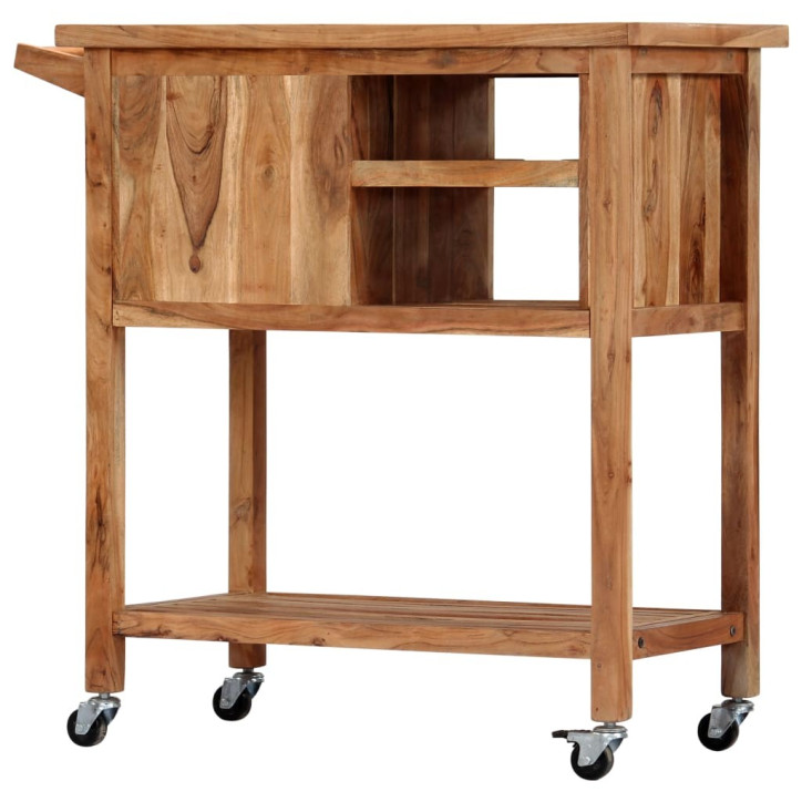 Virtuvės vežimėlis, 80x45x91 cm, akacijos medienos masyvas