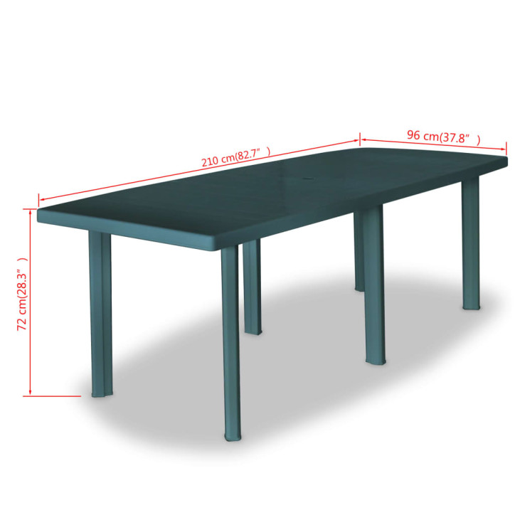 Sodo stalas, žalias, 210x96x72cm, plastikas