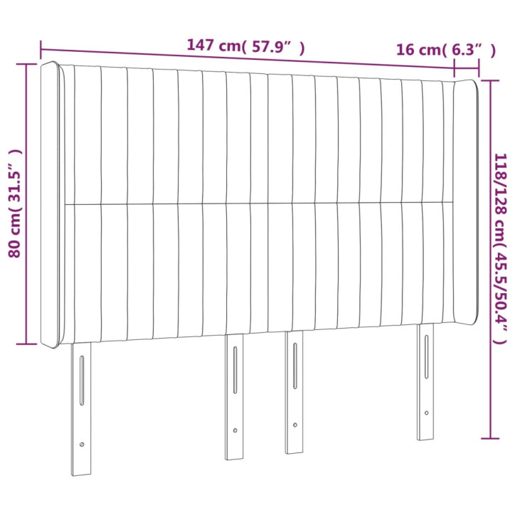 Galvūgalis su LED, juodos spalvos, 147x16x118/128cm, audinys