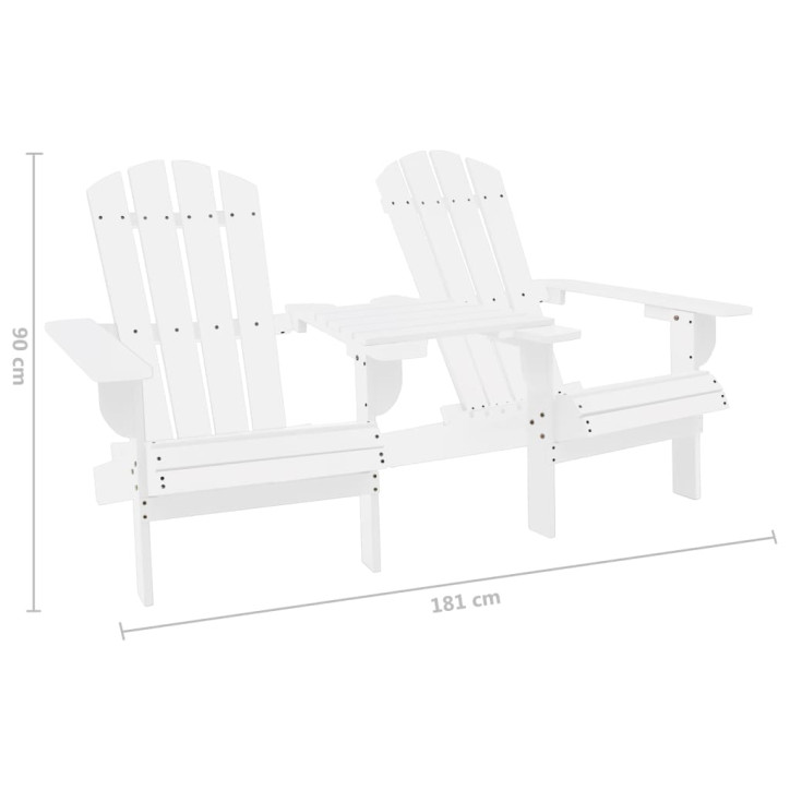 Sodo Adirondack kėdės su staliuku, baltos, eglės masyvas