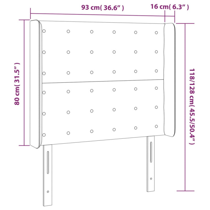 Galvūgalis su LED, tamsiai pilkas, 93x16x118/128cm, audinys