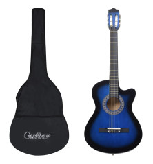 Klasikinės gitaros rinkinys, 12 dalių, mėlynas, 38", 6 stygos