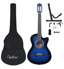 Klasikinės gitaros rinkinys, 12 dalių, mėlynas, 38", 6 stygos