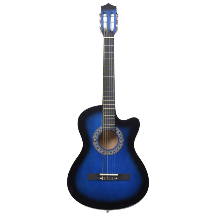 Klasikinės gitaros rinkinys, 12 dalių, mėlynas, 38", 6 stygos