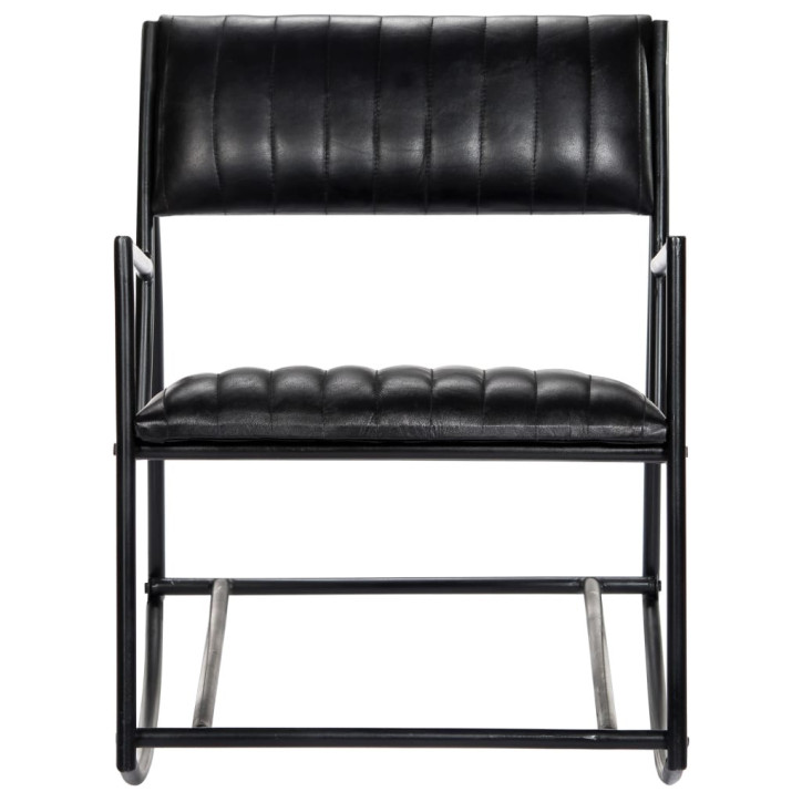Supama kėdė, juodos spalvos, tikra oda