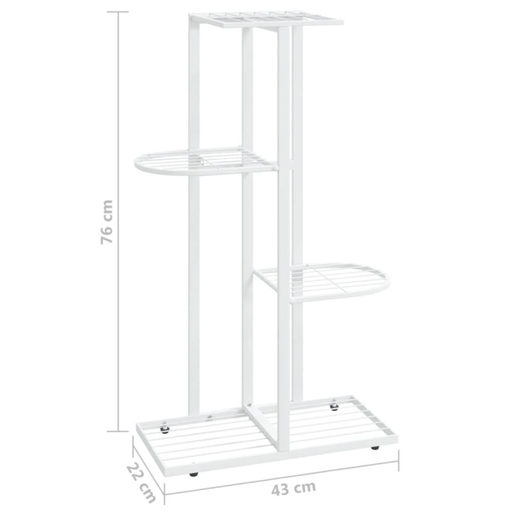 Stovas augalams, 4 lentynos, baltas, 43x22x76cm, metalas