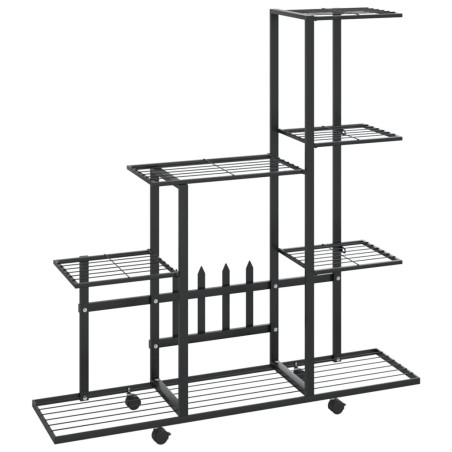 Stovas augalams su ratukais, juodas, 94,5x25x92,5cm, metalas