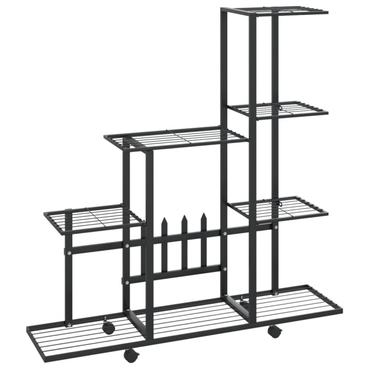 Stovas augalams su ratukais, juodas, 94,5x25x92,5cm, metalas