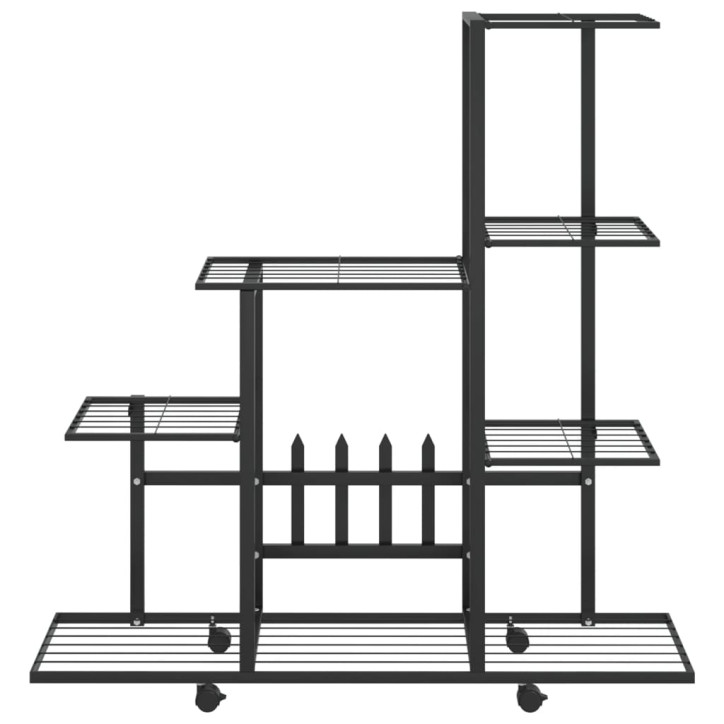 Stovas augalams su ratukais, juodas, 94,5x25x92,5cm, metalas