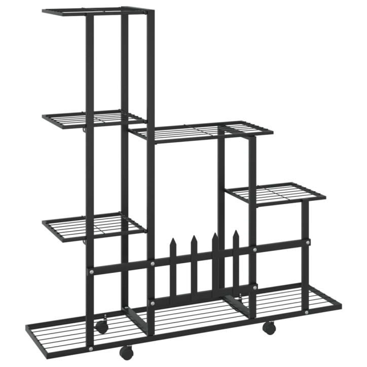 Stovas augalams su ratukais, juodas, 94,5x25x92,5cm, metalas