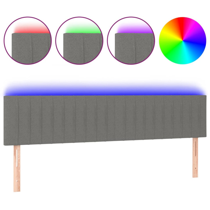 Galvūgalis su LED, tamsiai pilkas, 160x5x78/88cm, audinys