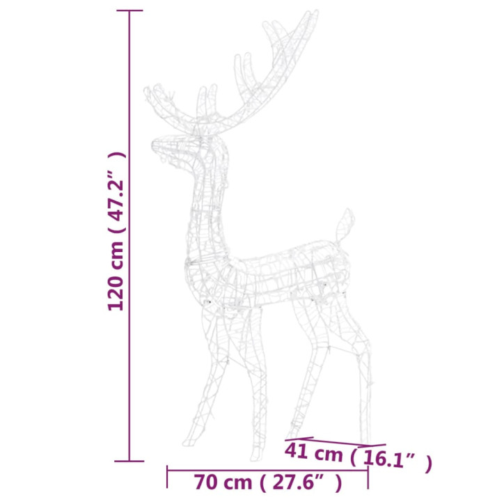 Kalėdinės dekoracijos elniai, 2vnt., 120cm, akrilas, šalti