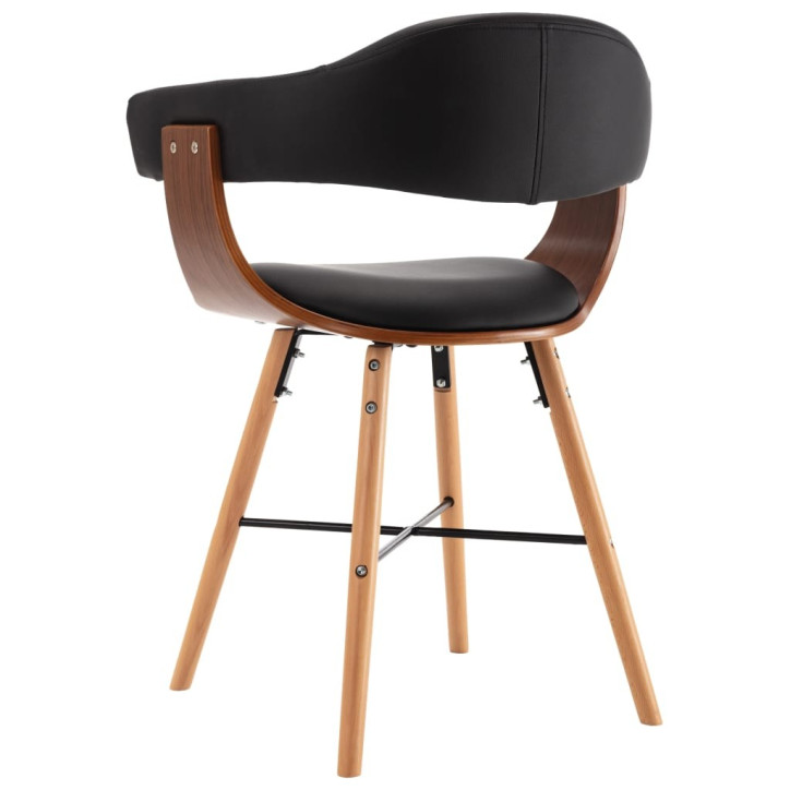 Valgomojo kėdės, 2vnt., juodos spalvos, dirbtinė oda ir mediena