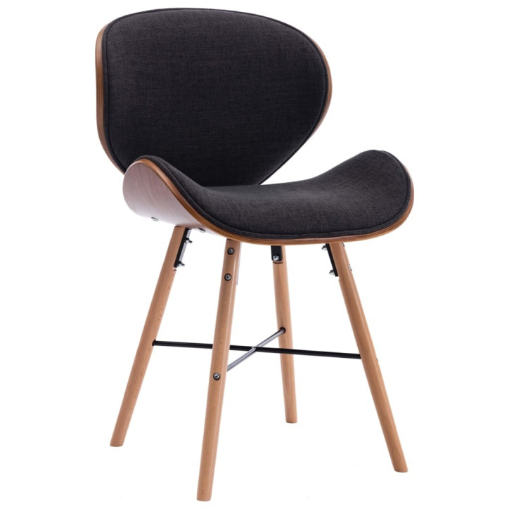 Valgomojo kėdės, 2 vnt., tamsiai pilkos, audinys ir mediena