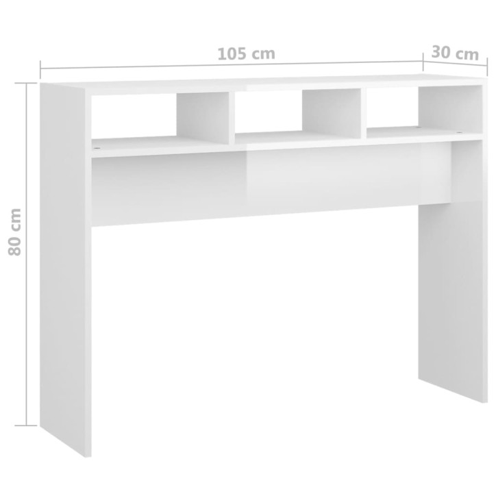 Konsolinis staliukas, baltas, 105x30x80cm, MDP, labai blizgus