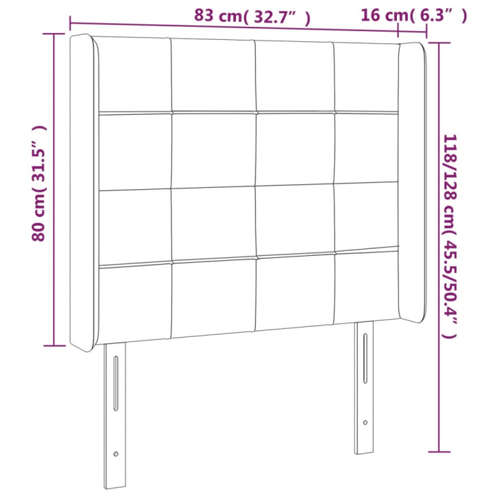 Galvūgalis su LED, šviesiai pilkas, 83x16x118/128cm, audinys