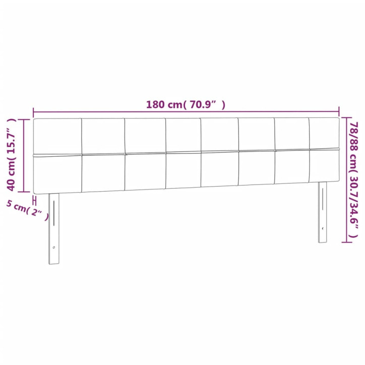 Galvūgalis su LED, juodos spalvos, 180x5x78/88cm, aksomas