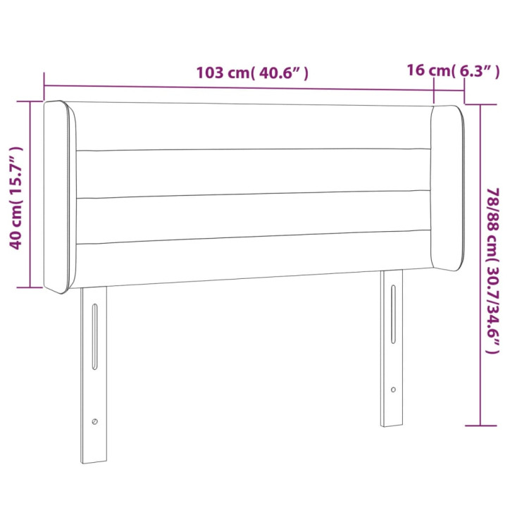 Galvūgalis su LED, tamsiai pilkas, 103x16x78/88cm, aksomas