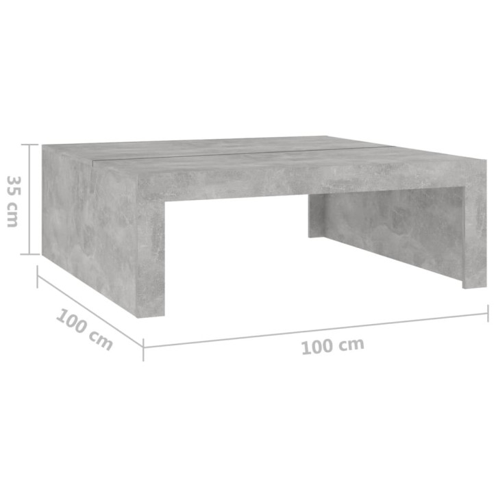 Kavos staliukas, betono pilkos spalvos, 100x100x35cm, MDP