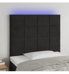 Galvūgalis su LED, juodos spalvos, 90x5x118/128cm, aksomas