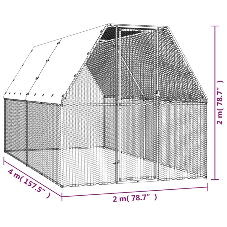 Lauko narvas viščiukams, 2x4x2m, galvanizuotas plienas