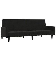 Dvivietė sofa-lova, juodos spalvos, mikropluošto audinys