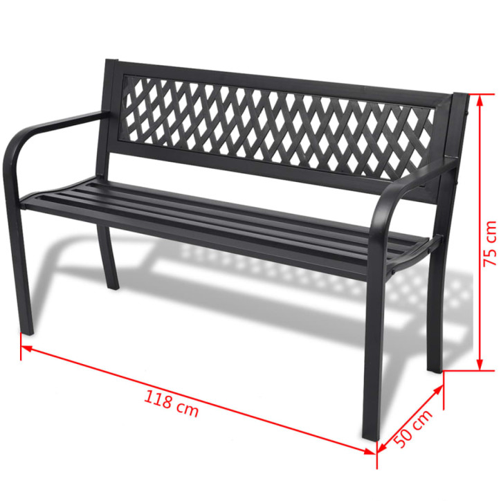 Sodo suoliukas, 118 cm, plieninis, juodas