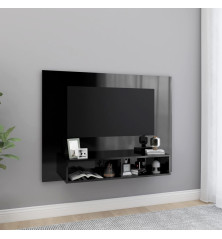 Sieninė TV spintelė, juoda, 120x23,5x90cm, MDP, blizgi