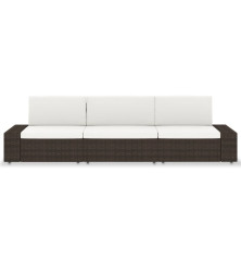 Modulinė trivietė sofa, rudos spalvos, poliratanas