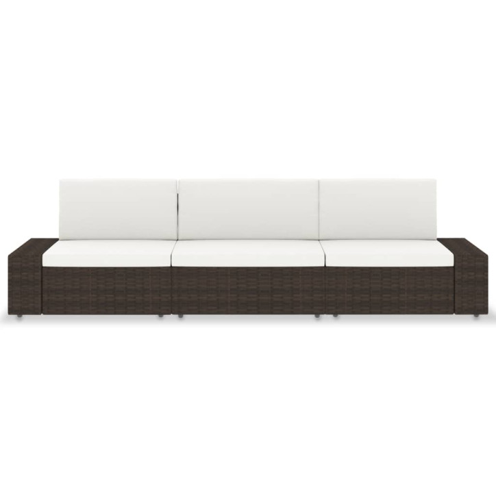 Modulinė trivietė sofa, rudos spalvos, poliratanas