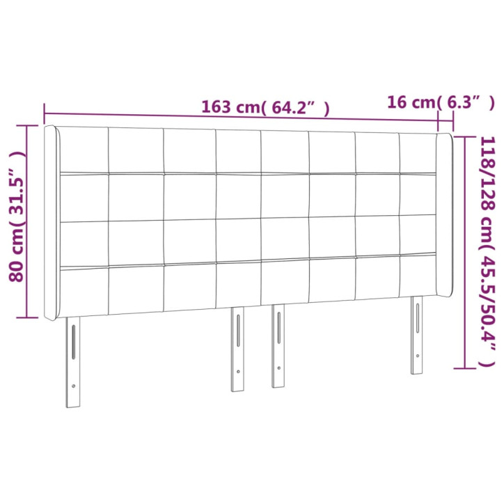 Galvūgalis su LED, tamsiai pilkas, 163x16x118/128cm, audinys